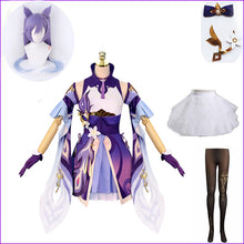 Load image into Gallery viewer, Game Genshin Impact Keqing Cosplay Costumes Genshin Ke Qing Impact Halloween Keqing Ponytails Mixed Purple Cosplay