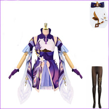 Load image into Gallery viewer, Game Genshin Impact Keqing Cosplay Costumes Genshin Ke Qing Impact Halloween Keqing Ponytails Mixed Purple Cosplay