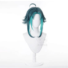 Load image into Gallery viewer, Cosplay Wig Mixed Dark Green Blue Short Heat Resistant Synthetic Hair Adult Halloween Role Play Wigs