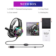 Load image into Gallery viewer, E1000 Gaming Headset 7.1 Surround Sound Wired Headset Gamer PC For PS4 with RGB Light Noise Cancelling Mic Gaming Headphone