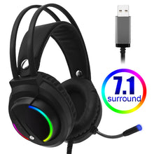 Load image into Gallery viewer, 7.1 Surround Sound USB 3.5mm Wired RGB Light Game Headphones with Microphone for Tablet PC Xbox One 360