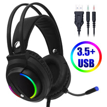 Load image into Gallery viewer, 7.1 Surround Sound USB 3.5mm Wired RGB Light Game Headphones with Microphone for Tablet PC Xbox One 360
