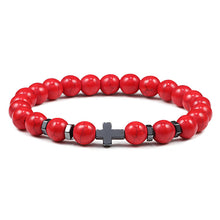 Load image into Gallery viewer, Prayer Men Natural Stone Wood Beads Rosary Hematite Cross Bracelets Onyx Meditation Bracelet Women Yoga Jewelry Homme Pulsera