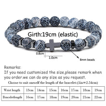 Load image into Gallery viewer, Prayer Men Natural Stone Wood Beads Rosary Hematite Cross Bracelets Onyx Meditation Bracelet Women Yoga Jewelry Homme Pulsera