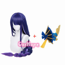 Load image into Gallery viewer, Genshin Impact Baal Cosplay Raiden Shogun Wig 85cm Blue Purple Wig Cosplay Anime Cosplay Wig Heat Resistant Synthetic Wigs Hair