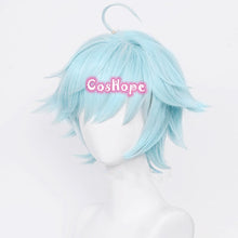 Load image into Gallery viewer, Genshin Impact Chongyun Cosplay Wig Unisex 30cm Ice Blue Wig Cosplay Anime Cosplay Wigs Heat Resistant Synthetic Wigs Halloween