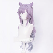 Load image into Gallery viewer, Genshin Impact Keqing Cosplay Wig Ke Qing Long Ponytails Purple Heat Resistant Hair Synthetic Cosplay Wigs + Wig Cap