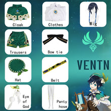 Load image into Gallery viewer, Genshin Impact Venti Cosplay Costume Uniform Wig shoes Cosplay Anime Chinese Style Halloween Costumes For Women Game Wendi Windy