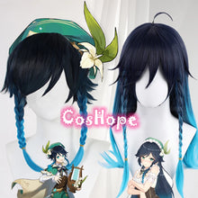 Load image into Gallery viewer, Genshin Impact Venti Cosplay Unisex 50cm Blue Wig Cosplay Anime Cosplay Braid Wigs Heat Resistant Synthetic Wigs Halloween