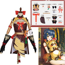 Load image into Gallery viewer, Genshin Impact Xiangling Cosplay Costume Head Chef Outfit Halloween Party Xiang Ling Cosplay Wig Shoes Bear Anime Sexy Dress