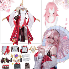 Load image into Gallery viewer, Women's Genshin Impact Yae Miko Guuji Yae Cosplay Costume Deguisement Wig Dress Party Outfit Halloween Costumes