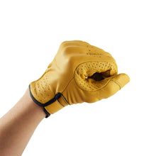Load image into Gallery viewer, Genuine Leather Retro Motorcycle Gloves Men Touch Screen Motocross Gloves Full Finger Motorbike Vintage Biker Moto Gloves Yellow