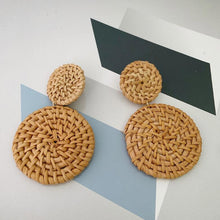 Load image into Gallery viewer, Geometric Drop Korean Dangle Earrings For Women Girls Oversize Round Rattan Knit 2019 New Style Jewelry Summer Beach Accessories