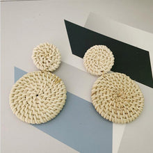 Load image into Gallery viewer, Geometric Drop Korean Dangle Earrings For Women Girls Oversize Round Rattan Knit 2019 New Style Jewelry Summer Beach Accessories
