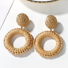 Load image into Gallery viewer, Geometric Drop Korean Dangle Earrings For Women Girls Oversize Round Rattan Knit 2019 New Style Jewelry Summer Beach Accessories