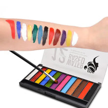 Load image into Gallery viewer, Face body paint KIT maquillaje Oil Safe Kids Flash Tattoo christmas Children Party Safe Oily Paints with Brushes Drama Make Up
