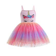 Load image into Gallery viewer, Rainbow Unicorn Princess Dress Cake Mesh Tutu Prom Gown for Kids Children Wedding Evening Formal Party Pageant for Girls