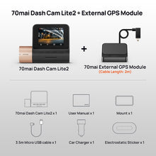 Load image into Gallery viewer, Global Version 70mai Dash Cam Lite2 HD1080P Car DVR External GPS Built-in Wifi 24 Hours Parking Monitoring Multi-language
