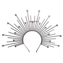 Load image into Gallery viewer, Gold Spike Halo Crown Headpiece Fairy Lolita Women Sunburst Elf Wedding Bridals PLASTIC ZIP TIE Wrap Hair Band Headdress