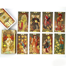 Load image into Gallery viewer, Golden Art Nouveau Tarot Board Game Toys Oracle Divination Prophet Prophecy Card Poker Gift Prediction Oracle