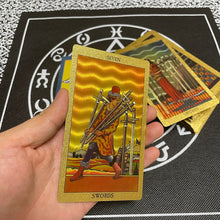 Load image into Gallery viewer, Golden Beautiful English Tarot 12x7cm Cards Deck High Quality Gold Big Size Witchcraft Classic for Beginners with Guidebook