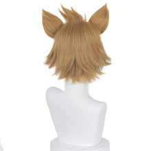 Load image into Gallery viewer, Cosplay Wig Game Genshin Impact Gorou Short Brown White Wig with Ears Synthetic Hair Heat Resistant Halloween Role Play
