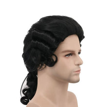 Load image into Gallery viewer, Grey White Black Lawyer Judge Baroque Curly Male Costume Wigs Deluxe Historical Long Synthetic Cosplay Wig For Halloween