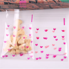 Load image into Gallery viewer, 50Pcs/lot Lovely Sweet Heart Cookie Candy Gift Packaging Bags Self Adhesive Party Favors for Biscuit