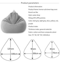Load image into Gallery viewer, Large Small Lazy Sofas Cover Chairs without Filler Linen Cloth Lounger Seat Bean Bag Pouf Puff Couch Tatami Living Room Beanbags