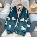 Load image into Gallery viewer, Women Sweater Cardigans Knitcoat V Neck Sheep Cardigans Sweaters Warm Knitwear Korean fashion Sueter Mujer Long Jacket