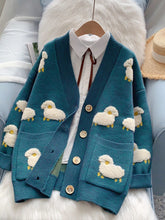Load image into Gallery viewer, Women Sweater Cardigans Knitcoat V Neck Sheep Cardigans Sweaters Warm Knitwear Korean fashion Sueter Mujer Long Jacket