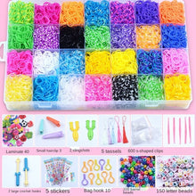 Load image into Gallery viewer, 28 Grid Rainbow Rubber Band Ribbons Gifts for Girls DIY Handmade Bracelet Tool Kit Beaded Toys for Girls Stretch Craft Toy