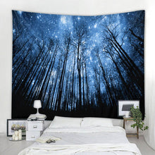 Load image into Gallery viewer, Forest night sky big tapestry starry sky art wall hanging psychedelic scene bohemian home decoration bed sheet sofa blanket