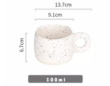 Load image into Gallery viewer, 300ml Ceramic Mug Ring Handl Coffee Milk Modern Print Porcelain Mug Handmade Ceramic Hot Chocolate Cup Couple Handgrip Cups