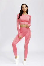 Load image into Gallery viewer, Yoga Set Gym Clothing Fitness Leggings+Cropped Shirts Sport Suit Women