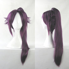 Load image into Gallery viewer, BLEACH Shihouin Yoruichi Cosplay Wigs High-temperature Fiber Synthetic Hair Purple Mixed Long Chip Ponytail + Wig Cap