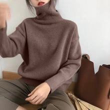 Load image into Gallery viewer, Cashmere Elegant Turtle Neck Women Sweater Soft Knitted Basic Pullovers O Neck Loose Warm Female Knitwear Jumper