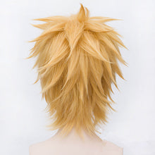 Load image into Gallery viewer, New Uzumaki Wigs Golden Short Fluffy Shaggy Layered Heat Resistant Synthetic Hair Cosplay Costume Wig + Wig Cap