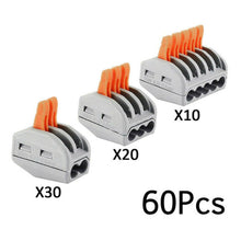 Load image into Gallery viewer, 30/60pcs Electrical Connectors Wire Block Clamp Terminal Cable Reusable Terminals For Wires Housing For Electronics