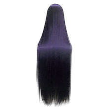Load image into Gallery viewer, Synthetic Dangan Ronpa Kyouko Kirigiri Purple Cosplay Wig with Kniting Braid Ponytail 100cm Long Straight Hair