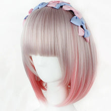 Load image into Gallery viewer, Synthetic Pink Orange Purple Cosplay Wig Heat Resistant Fiber Short Straight Anime Hair Wigs