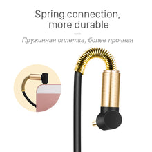 Load image into Gallery viewer, Aux Spring Cable with Microphone Gold-Plated 3.5mm Jack Male to Male 90 Degree Cable Jack 3.5 for iPhone MP3 / MP4