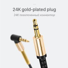 Load image into Gallery viewer, Aux Spring Cable with Microphone Gold-Plated 3.5mm Jack Male to Male 90 Degree Cable Jack 3.5 for iPhone MP3 / MP4