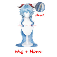 Load image into Gallery viewer, Game Genshin Impact Ganyu Cosplay Wig Horns Gradient Light Dark Blue Wig Simulation Scalp Synthetic Heat Resistant