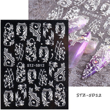 Load image into Gallery viewer, Halloween 5D Nail Sticker Horror Mask Decor Spooky Design Bones Blood Drips Skull Sliders For Nails Lips Decal Wraps GLJI-5D11