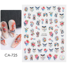 Load image into Gallery viewer, Halloween Anime Nails Stickers Terror Gothic Style Skull Black Snake Decals 3D New Year Sliders Manicure Decorations LECA725-732