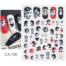 Load image into Gallery viewer, Halloween Anime Nails Stickers Terror Gothic Style Skull Black Snake Decals 3D New Year Sliders Manicure Decorations LECA725-732