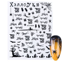 Load image into Gallery viewer, Halloween Anime Nails Stickers Terror Gothic Style Skull Black Snake Decals 3D New Year Sliders Manicure Decorations LECA725-732