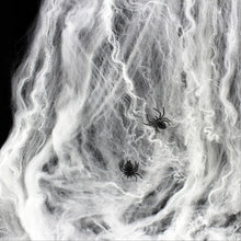 Load image into Gallery viewer, Halloween Decorations Artificial Spider Web Super Stretch Cobwebs with Fake Spiders Scary Party Scene Decor Horror House Props