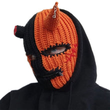 Load image into Gallery viewer, Halloween Funny Horns Creative Knitted Hat Beanies Warm Full Face Cover Ski Mask Hat Windproof Balaclava Hat for Outdoor Sport